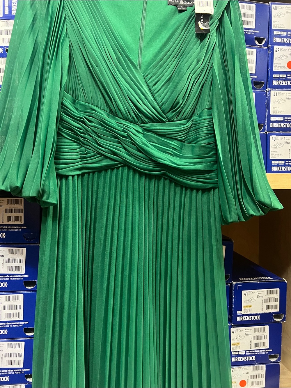 Adam Emerald Green Pleated V-Neck Maxi Dress - Picture 7 of 7
